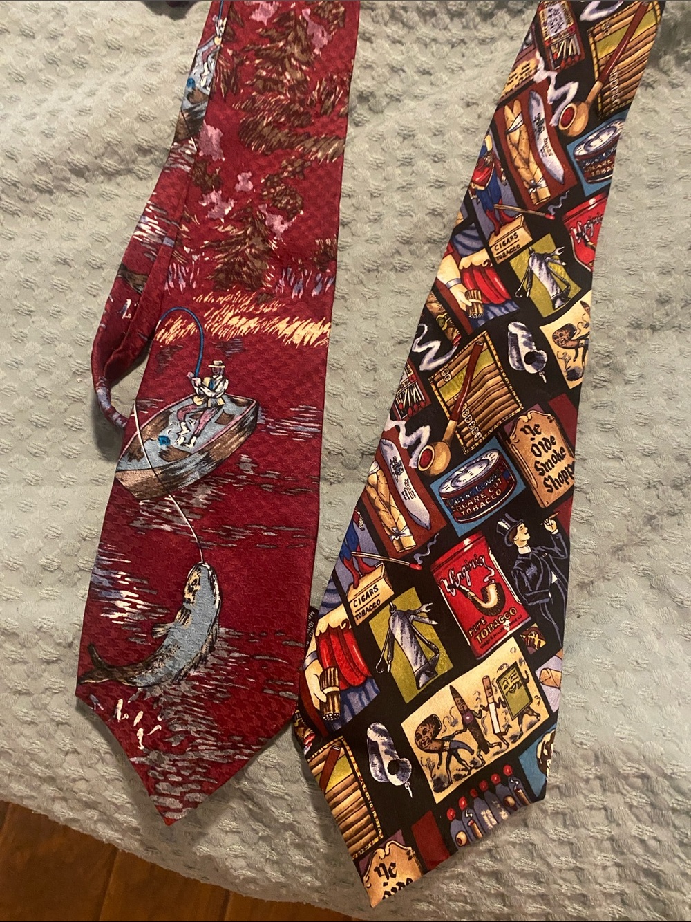 2 silk ties Red Fishing Novelty Tie - Spencer & Lowe, Nicole Miller cigar tie